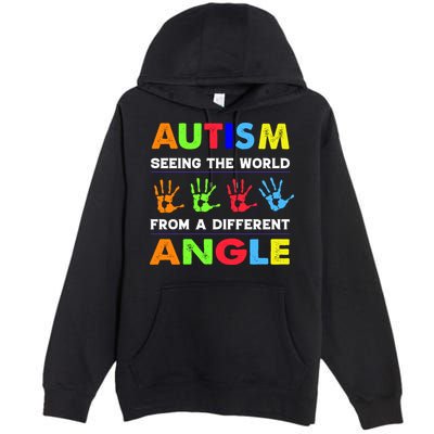 Autism Hand Prints Seeing The World From A Different Angle Premium Pullover Hoodie