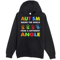 Autism Hand Prints Seeing The World From A Different Angle Premium Pullover Hoodie