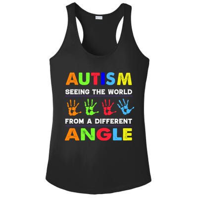 Autism Hand Prints Seeing The World From A Different Angle Ladies PosiCharge Competitor Racerback Tank