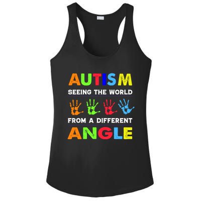 Autism Hand Prints Seeing The World From A Different Angle Ladies PosiCharge Competitor Racerback Tank