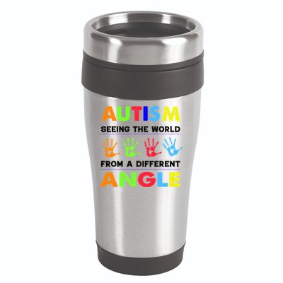 Autism Hand Prints Seeing The World From A Different Angle 16oz Travel Tumbler