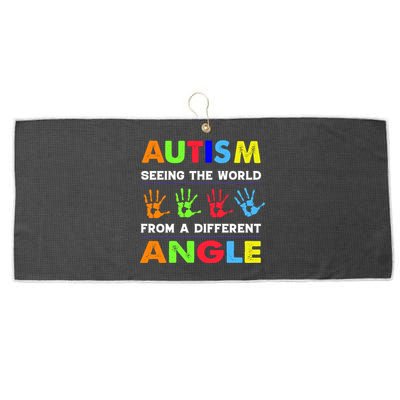 Autism Hand Prints Seeing The World From A Different Angle Large Microfiber Waffle Golf Towel