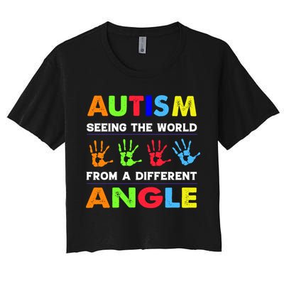 Autism Hand Prints Seeing The World From A Different Angle Crop Top