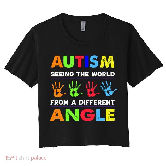 Autism Hand Prints Seeing The World From A Different Angle Crop Top