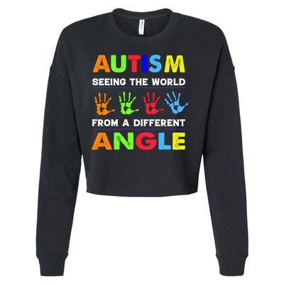 Autism Hand Prints Seeing The World From A Different Angle Cropped Pullover Crew