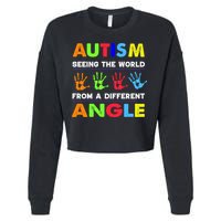 Autism Hand Prints Seeing The World From A Different Angle Cropped Pullover Crew
