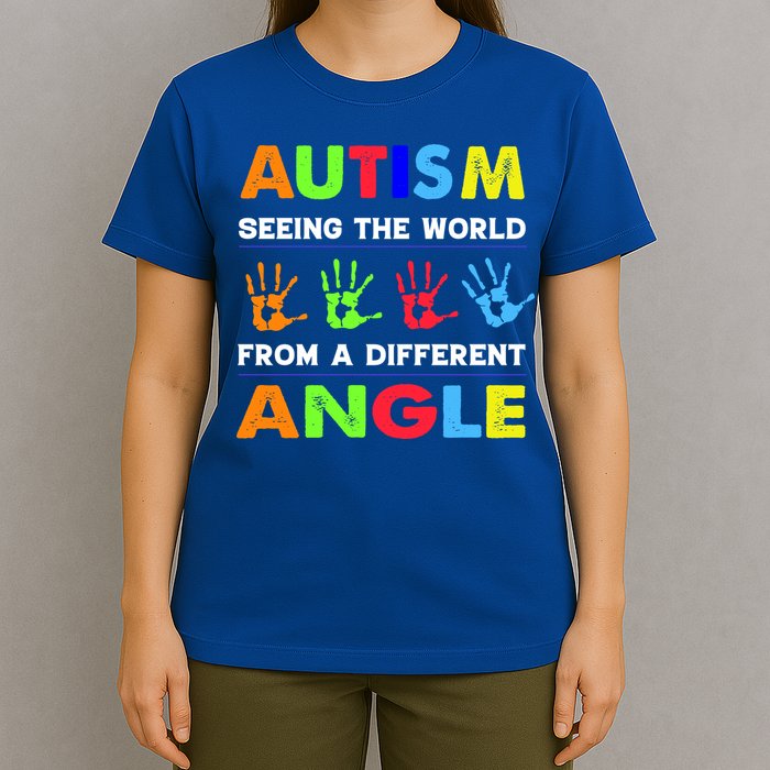 Autism Hand Prints Seeing The World From A Different Angle T-Shirt