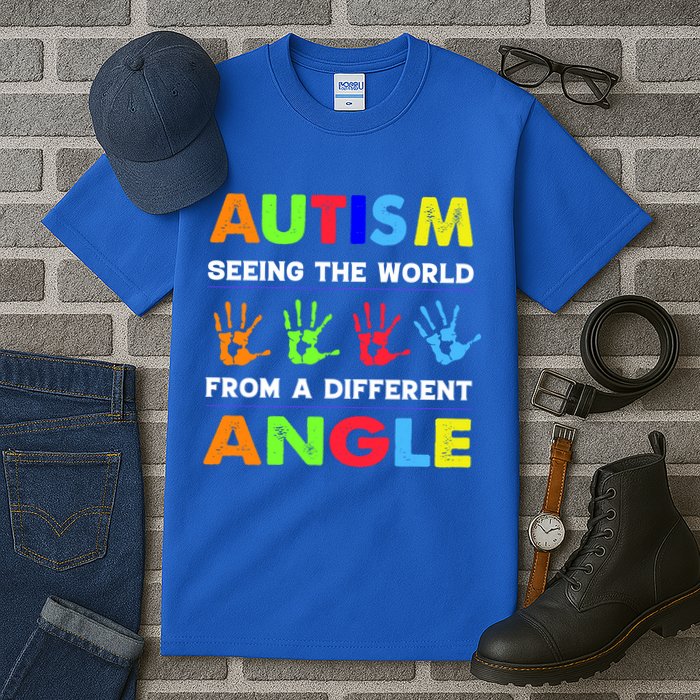 Autism Hand Prints Seeing The World From A Different Angle Tall T-Shirt