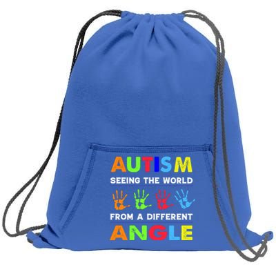 Autism Hand Prints Seeing The World From A Different Angle Sweatshirt Cinch Pack Bag