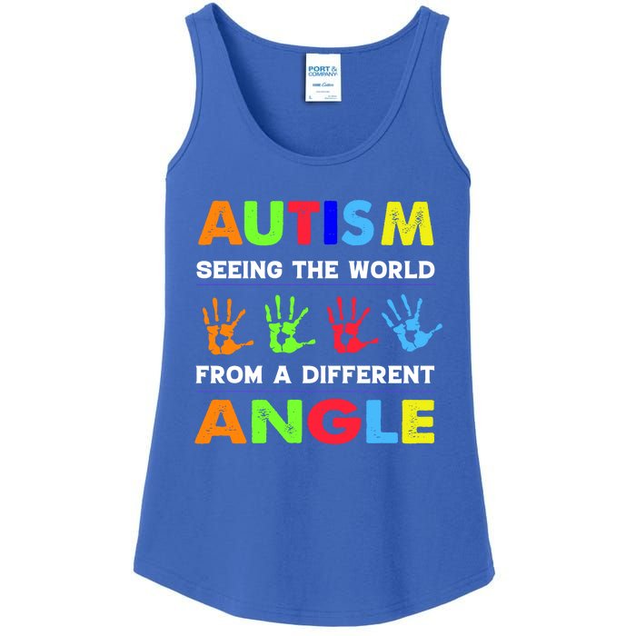 Autism Hand Prints Seeing The World From A Different Angle Ladies Essential Tank