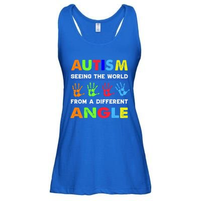 Autism Hand Prints Seeing The World From A Different Angle Ladies Essential Flowy Tank