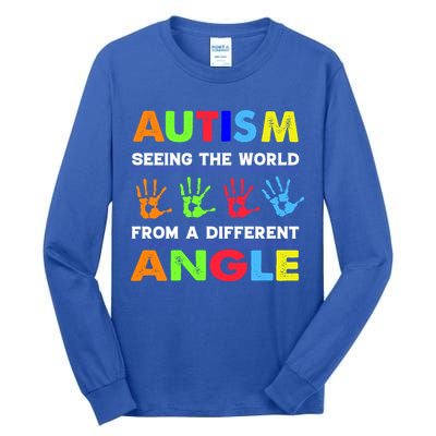 Autism Hand Prints Seeing The World From A Different Angle Tall Long Sleeve T-Shirt