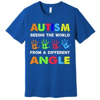 Autism Hand Prints Seeing The World From A Different Angle Premium T-Shirt