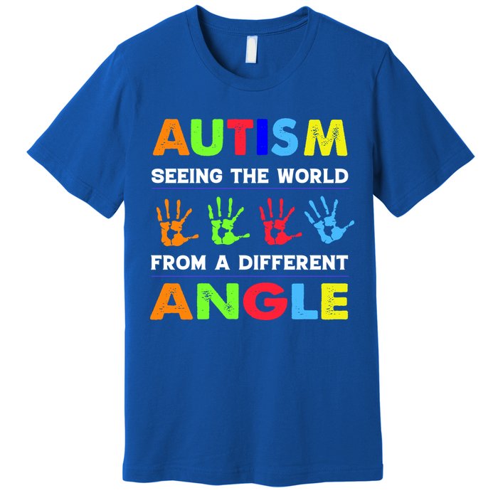 Autism Hand Prints Seeing The World From A Different Angle Premium T-Shirt