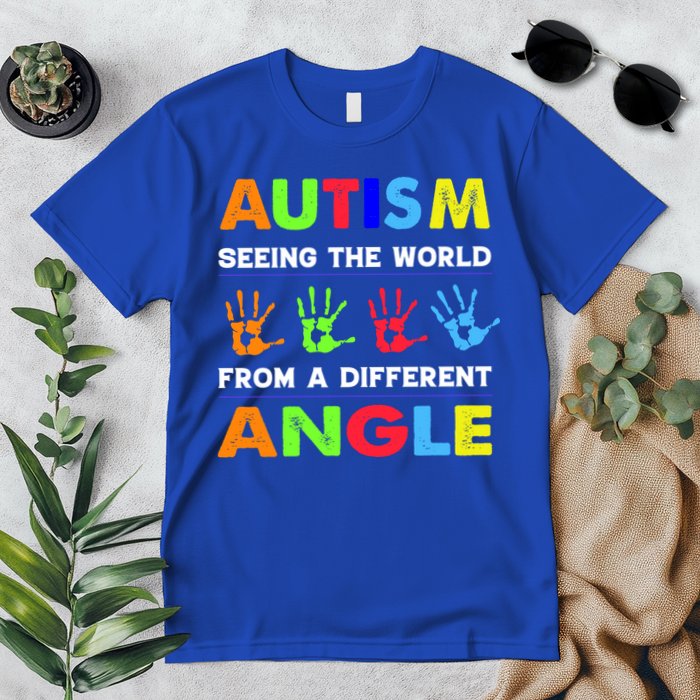 Autism Hand Prints Seeing The World From A Different Angle Premium T-Shirt