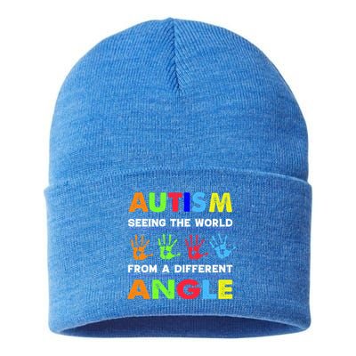 Autism Hand Prints Seeing The World From A Different Angle Sustainable Knit Beanie