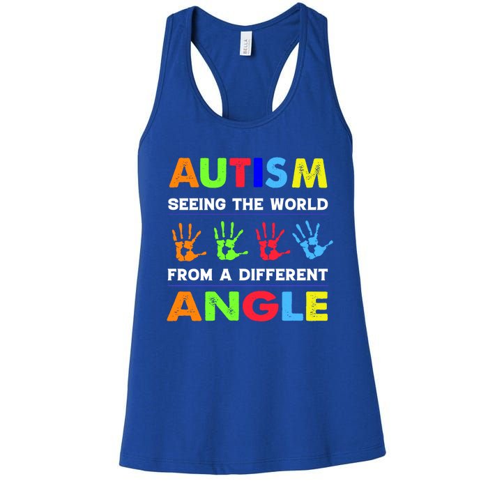 Autism Hand Prints Seeing The World From A Different Angle Women's Racerback Tank