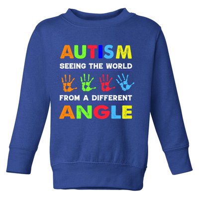 Autism Hand Prints Seeing The World From A Different Angle Toddler Sweatshirt