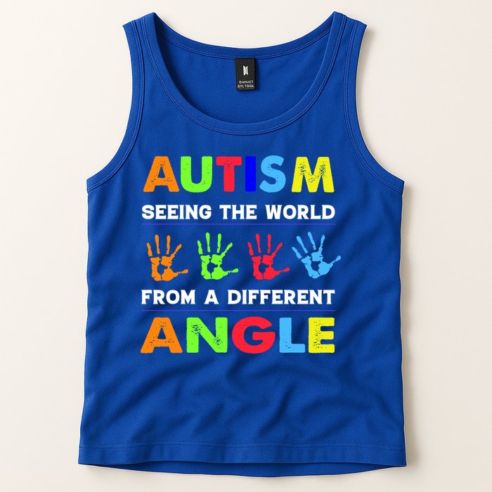Autism Hand Prints Seeing The World From A Different Angle Tank Top