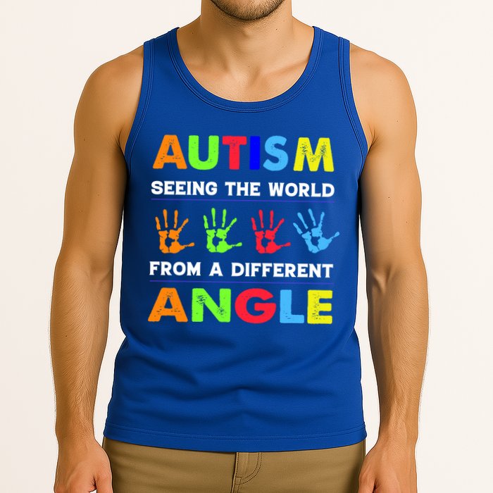 Autism Hand Prints Seeing The World From A Different Angle Tank Top