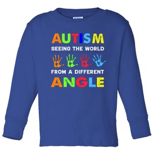 Autism Hand Prints Seeing The World From A Different Angle Toddler Long Sleeve Shirt