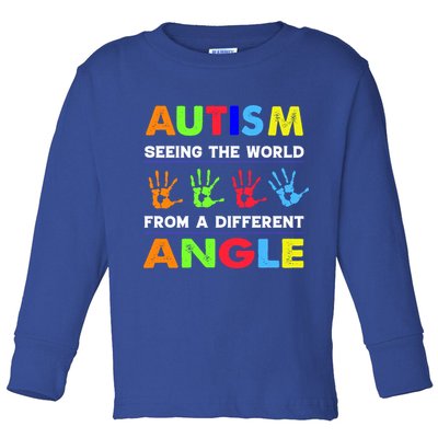 Autism Hand Prints Seeing The World From A Different Angle Toddler Long Sleeve Shirt