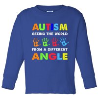 Autism Hand Prints Seeing The World From A Different Angle Toddler Long Sleeve Shirt
