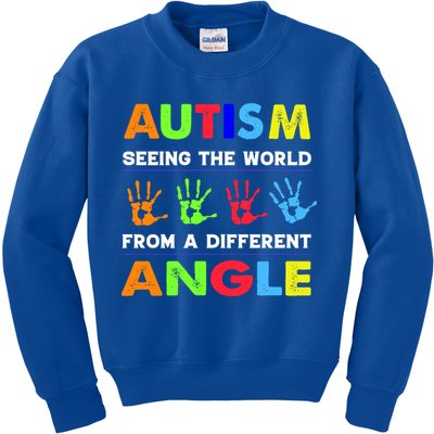 Autism Hand Prints Seeing The World From A Different Angle Kids Sweatshirt