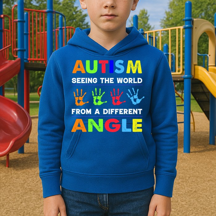 Autism Hand Prints Seeing The World From A Different Angle Kids Hoodie