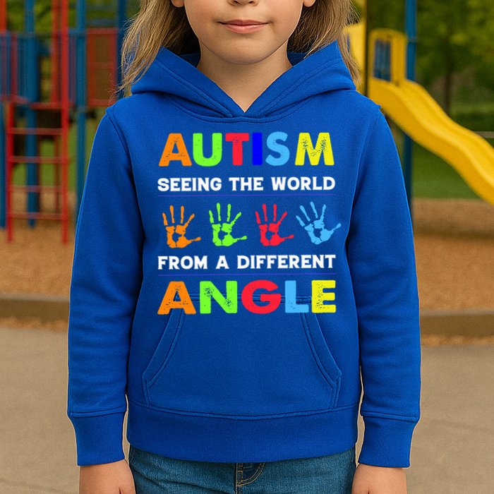 Autism Hand Prints Seeing The World From A Different Angle Kids Hoodie