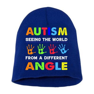 Autism Hand Prints Seeing The World From A Different Angle Short Acrylic Beanie