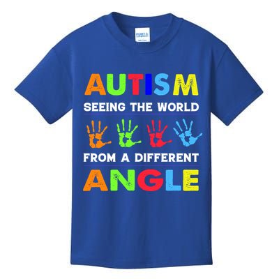 Autism Hand Prints Seeing The World From A Different Angle Kids T-Shirt