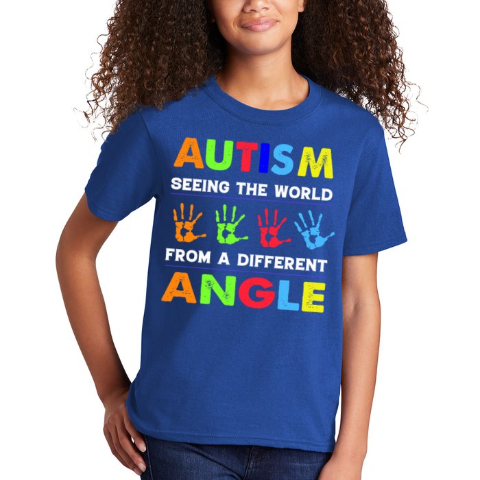 Autism Hand Prints Seeing The World From A Different Angle Kids T-Shirt