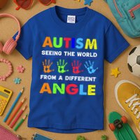 Autism Hand Prints Seeing The World From A Different Angle Kids T-Shirt