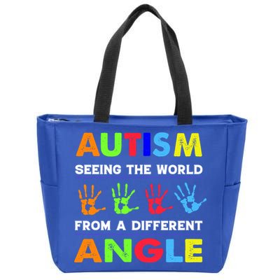Autism Hand Prints Seeing The World From A Different Angle Zip Tote Bag