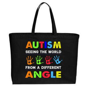 Autism Hand Prints Seeing The World From A Different Angle Cotton Canvas Jumbo Tote