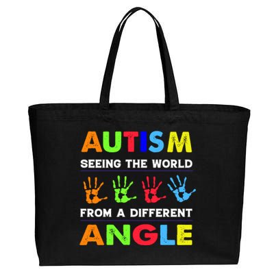 Autism Hand Prints Seeing The World From A Different Angle Cotton Canvas Jumbo Tote