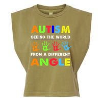 Autism Hand Prints Seeing The World From A Different Angle Garment-Dyed Women's Muscle Tee