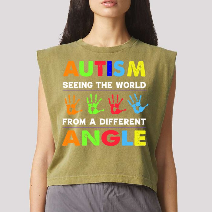 Autism Hand Prints Seeing The World From A Different Angle Garment-Dyed Women's Muscle Tee