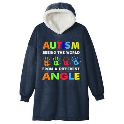 Autism Hand Prints Seeing The World From A Different Angle Hooded Wearable Blanket