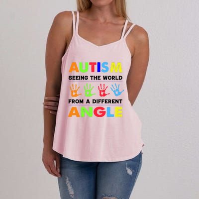 Autism Hand Prints Seeing The World From A Different Angle Women's Strappy Tank