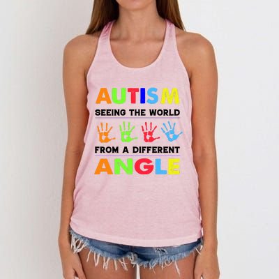 Autism Hand Prints Seeing The World From A Different Angle Women's Knotted Racerback Tank