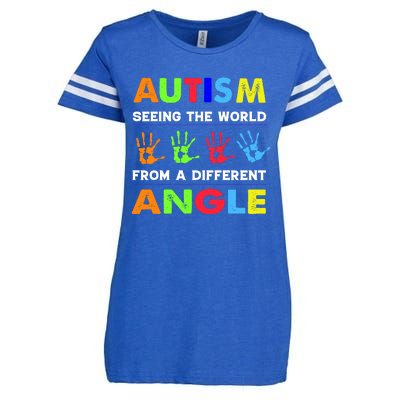 Autism Hand Prints Seeing The World From A Different Angle Enza Ladies Jersey Football T-Shirt