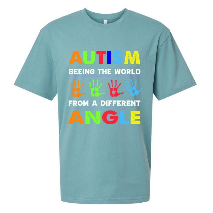 Autism Hand Prints Seeing The World From A Different Angle Sueded Cloud Jersey T-Shirt