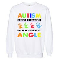 Autism Hand Prints Seeing The World From A Different Angle Garment-Dyed Sweatshirt