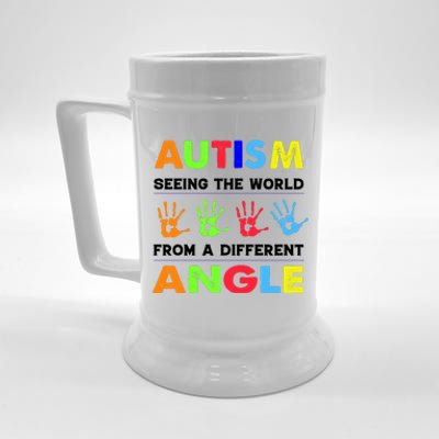 Autism Hand Prints Seeing The World From A Different Angle Beer Stein