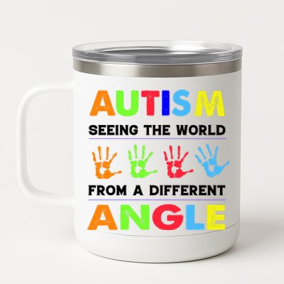 Autism Hand Prints Seeing The World From A Different Angle 12 oz Stainless Steel Tumbler Cup