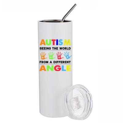 Autism Hand Prints Seeing The World From A Different Angle Stainless Steel Tumbler