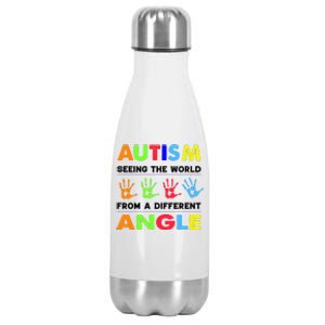 Autism Hand Prints Seeing The World From A Different Angle Stainless Steel Insulated Water Bottle