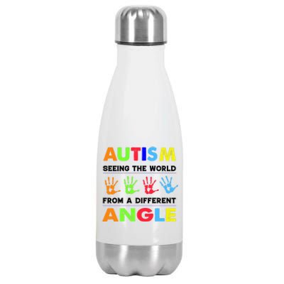 Autism Hand Prints Seeing The World From A Different Angle Stainless Steel Insulated Water Bottle